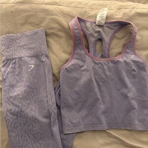 Gymshark Lavender Seamless Racerback Sports Bra and Leggings